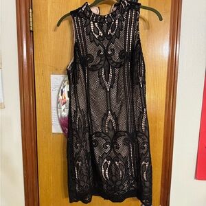 Forever 21 dress black lace cream underneath M NWT NEW
